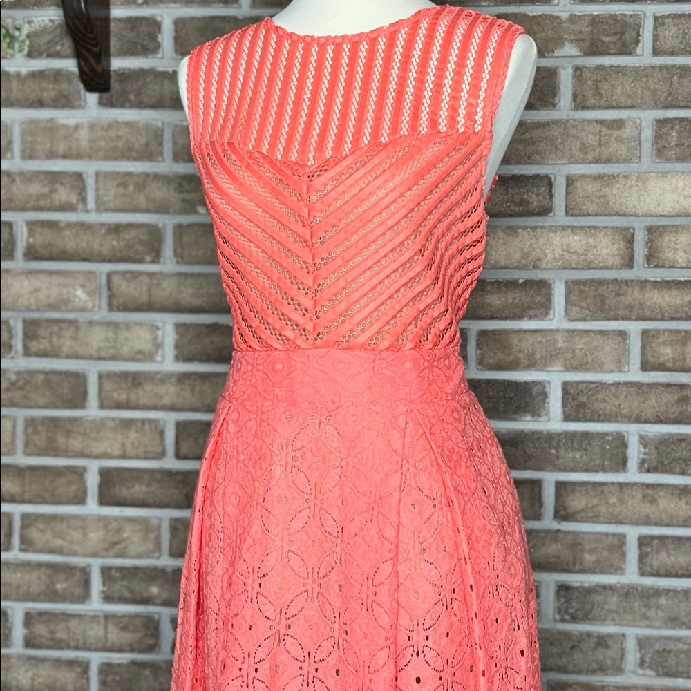 New York & Company Size Large Coral Fit & Flare Dress
